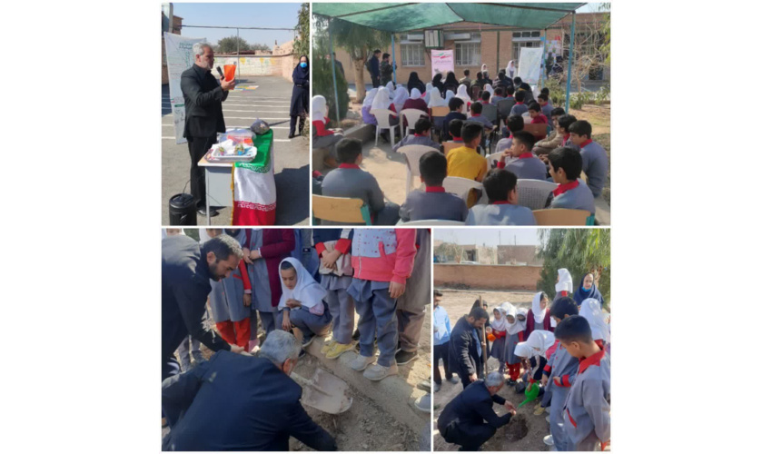 اجرای طرح شهید مرادی در راستای کاشت یک میلیارد درخت در مدرسه شهید چمران شهرستان آرادان