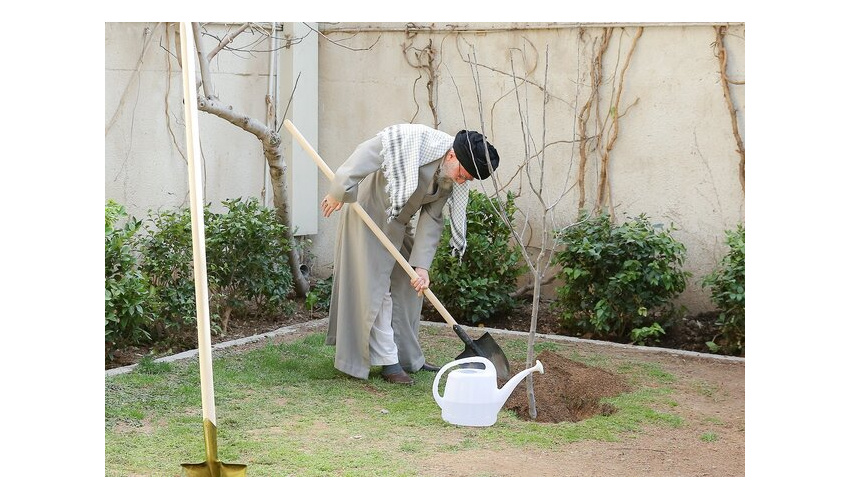 کاشت سه اصله نهال توسط رهبر انقلاب اسلامی در اولین روز هفته منابع طبیعی 