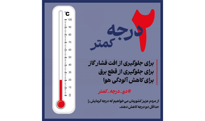 صدور پیامی ضمن پیوستن به پویش «۲ درجه کمتر برای ایرانی که دوستش داریم»