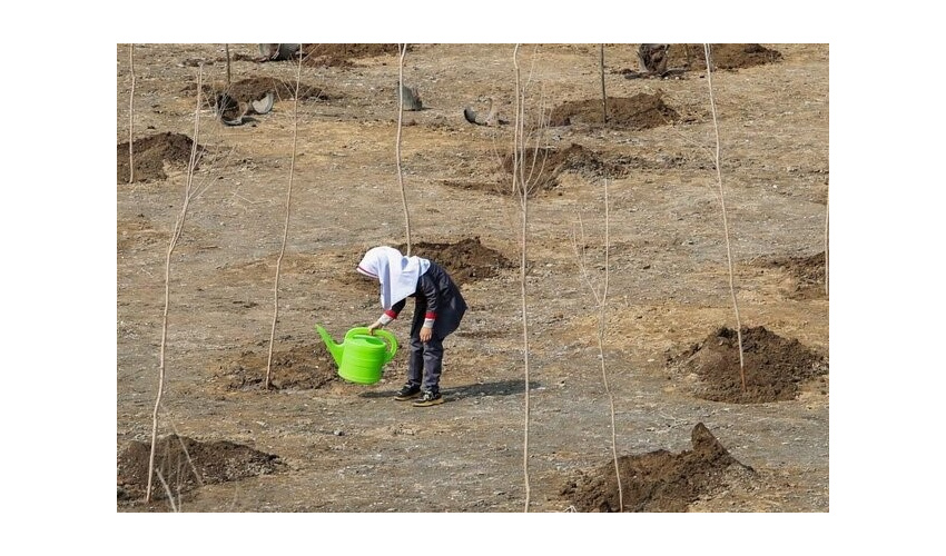 حضور «مادر دختری» برای کمک به طبیعت درشهرستان گرمسار